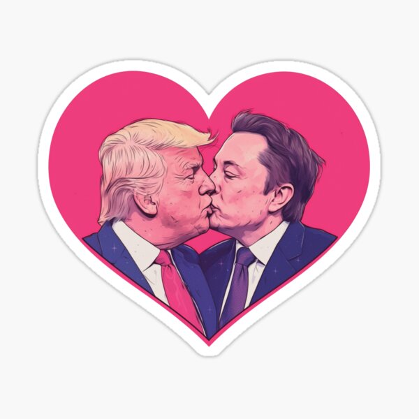 Item preview, Valentinstag - Lustiges Trump & Elon Kussherz designed and sold by jesodigital.