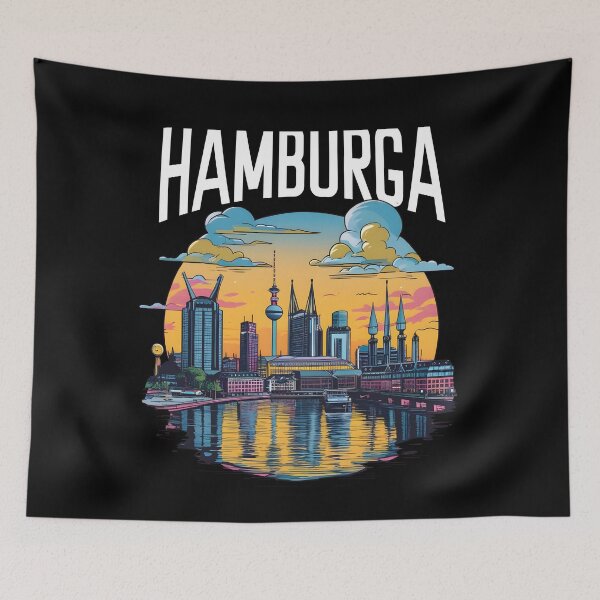 Item preview, Hamburga Sunset Skyline Art  B– Featuring Michel and Elbphilharmonie" designed and sold by WAUZ.