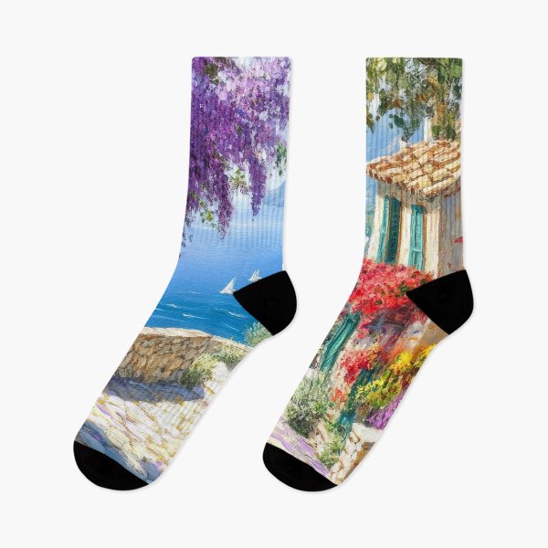 Item preview, Coastal Mediterranean Scenery with Blooming Flowers designed and sold by MargaretWiktor.
