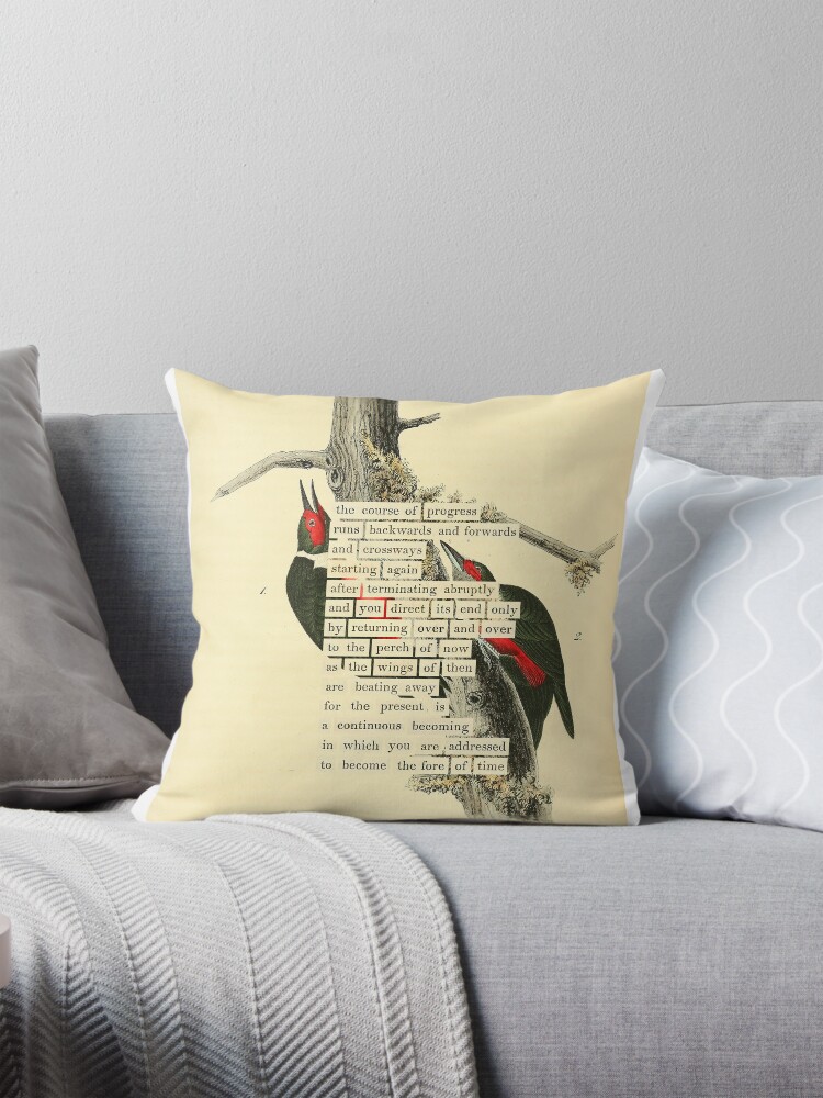 Thumbnail 1 of 4, Pillow, Bird Divination: Lewis's Woodpecker (almanacofbirds.org) designed and sold by mariapopova.