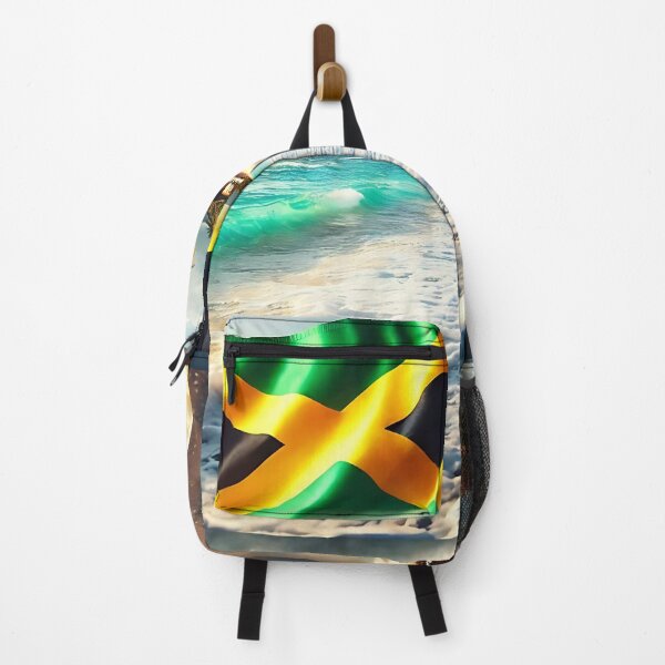 Aperçu de l'œuvre Drapeau jamaïcain (plage) créée et vendue par Intriguing Designs.