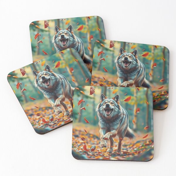 Item preview, Happy Leaf Juggling Gray Wolf designed and sold by Skye Ryan-Evans.