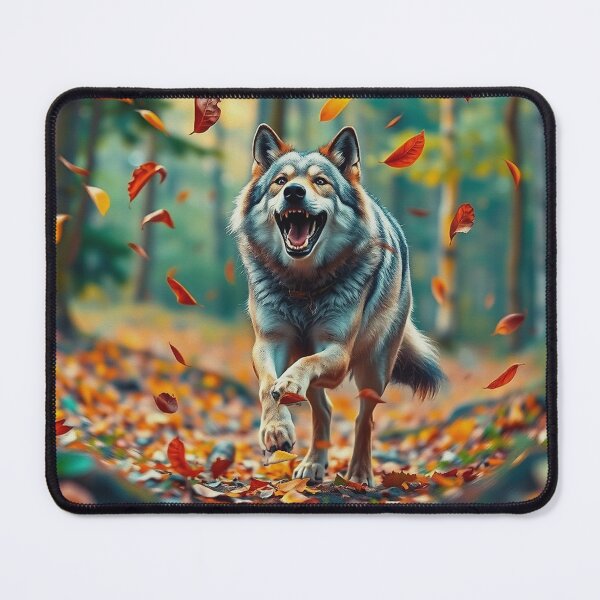 Item preview, Happy Leaf Juggling Gray Wolf designed and sold by Skye Ryan-Evans.