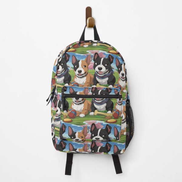 Item preview, Anime-Style Staffordshire Bull Terrier & Corgi Puppies – Playful Dog Park Illustration for Pet Lovers designed and sold by NSB-Design.
