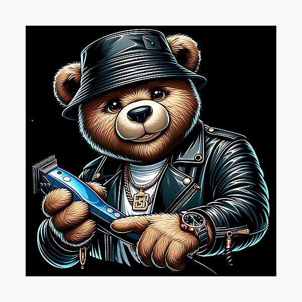 Item preview, Barber Teddy Bear - Cool Barber Shop Haircut Clipper Streetwear Design designed and sold by Redblackman.