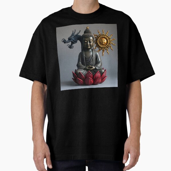 Buddha Siddhartha Gautama and a Naga, the Dragon, suvAInnaART Oversized T-Shirt