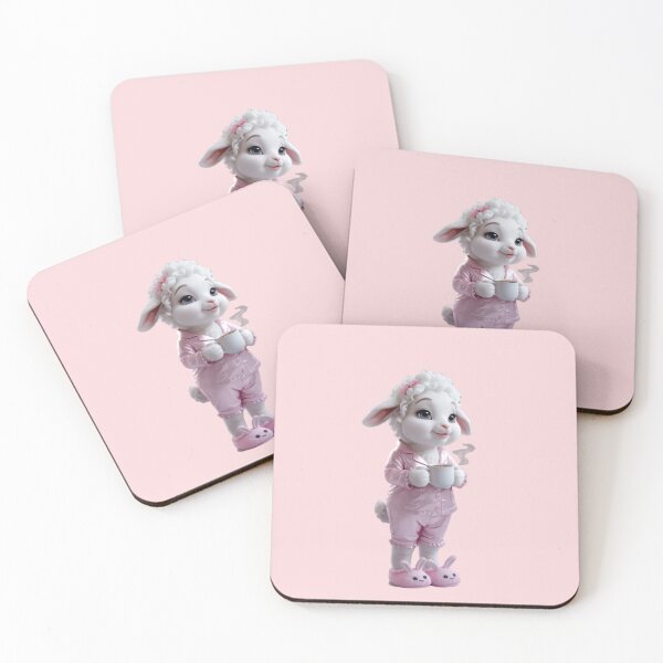 Item preview, Cute Lamb in Pajamas with Coffee designed and sold by Dakson Design - Fantasy Art.