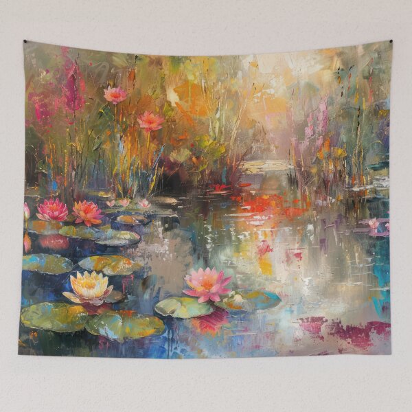 Item preview, Sunset Glow on the Lotus Pond designed and sold by NeoNebulaArt.