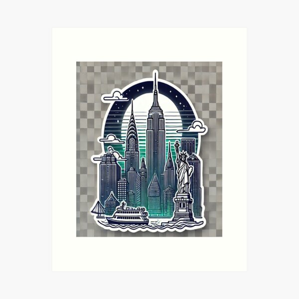 Item preview, New York City Skyline Sticker | NYC Landmark Art | Modern Urban Design designed and sold by AkilaCreations .