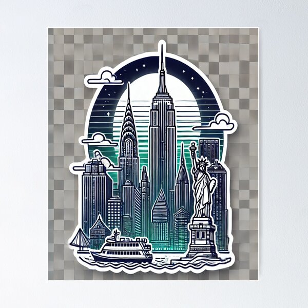 Item preview, New York City Skyline Sticker | NYC Landmark Art | Modern Urban Design designed and sold by AkilaCreations .