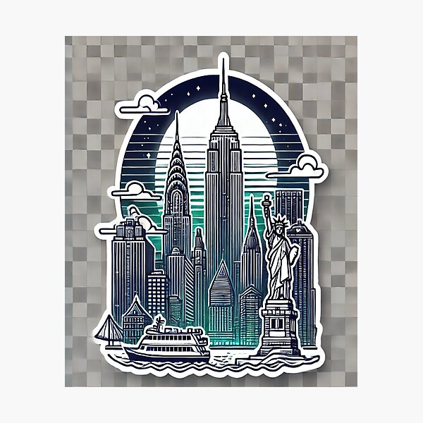 Item preview, New York City Skyline Sticker | NYC Landmark Art | Modern Urban Design designed and sold by AkilaCreations .