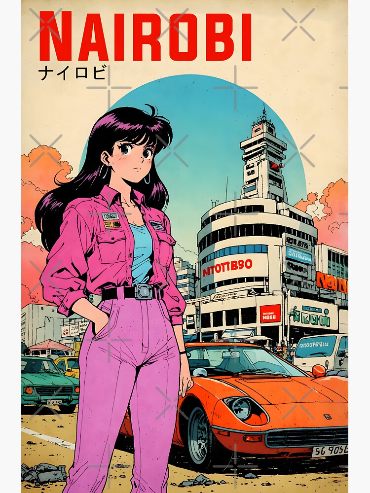 Nairobi Africa Retro Anime Girl 80s Vintage Travel