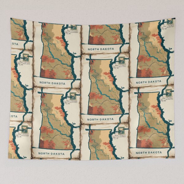 Item preview, North Dakota USA Vintage Travel Retro Postcard Design designed and sold by TravelPostcardGems.