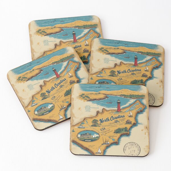 Item preview, North Carolina USA Vintage Travel Retro Postcard Design designed and sold by TravelPostcardGems.