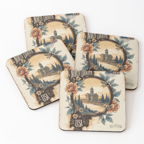 Item preview, North Dakota USA Vintage Travel Retro Postcard Design designed and sold by TravelPostcardGems.