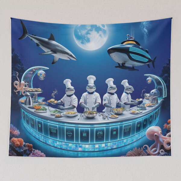 Item preview, Underwater Feast Moonlit Scene With Chefs designed and sold by Dream Output .
