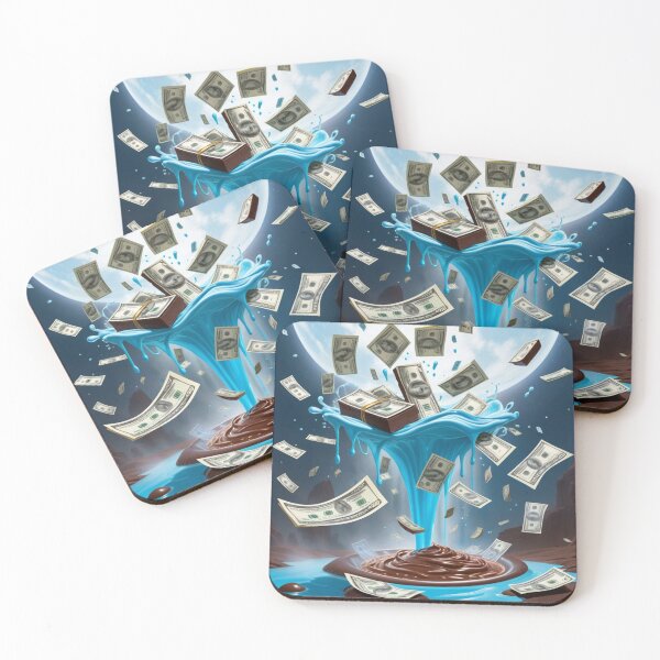 Item preview, Paper Money Floating In Light Blue Liquid With Bright Full Moon designed and sold by Melantari Vizuns.