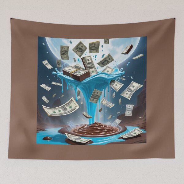 Item preview, Paper Money Floating In Light Blue Liquid With Bright Full Moon designed and sold by Melantari Vizuns.