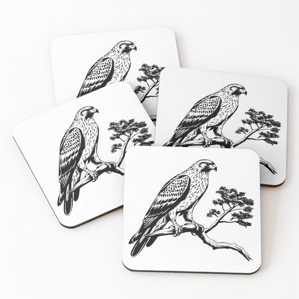 Item preview, Hawk Peregrine Falcon Raptor Tree Branch Bird of Prey designed and sold by inkoutninja.