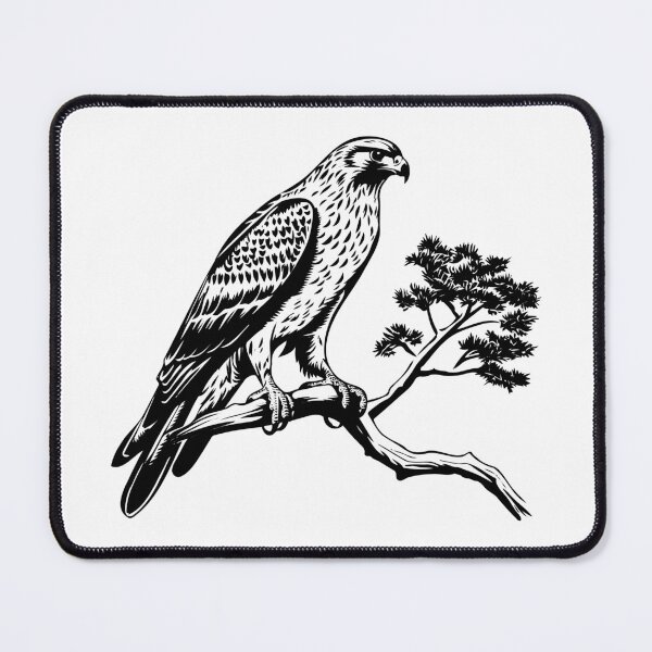 Item preview, Hawk Peregrine Falcon Raptor Tree Branch Bird of Prey designed and sold by inkoutninja.
