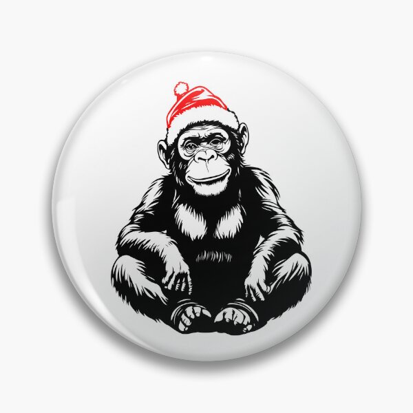 Item preview, Festive Chimpanzee in Santa Hat designed and sold by JollyCritters.