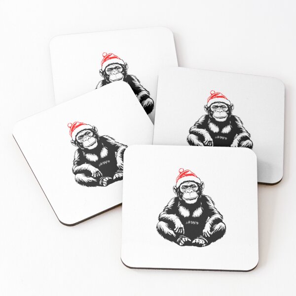 Item preview, Festive Chimpanzee in Santa Hat designed and sold by JollyCritters.