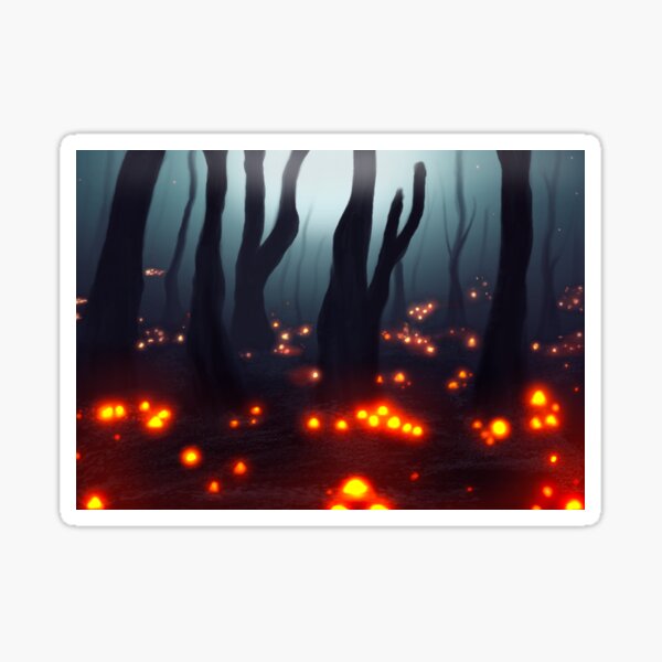 Item preview, fantasy forest landscape with glowing mushrooms designed and sold by M-J-A-C.
