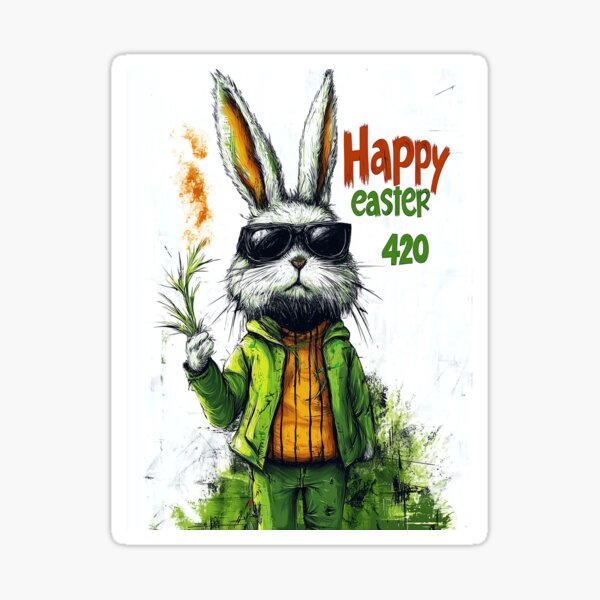 Artikel-Vorschau von Frohe Ostern 420 Osterhase, designt und verkauft von ZombiOctopi.