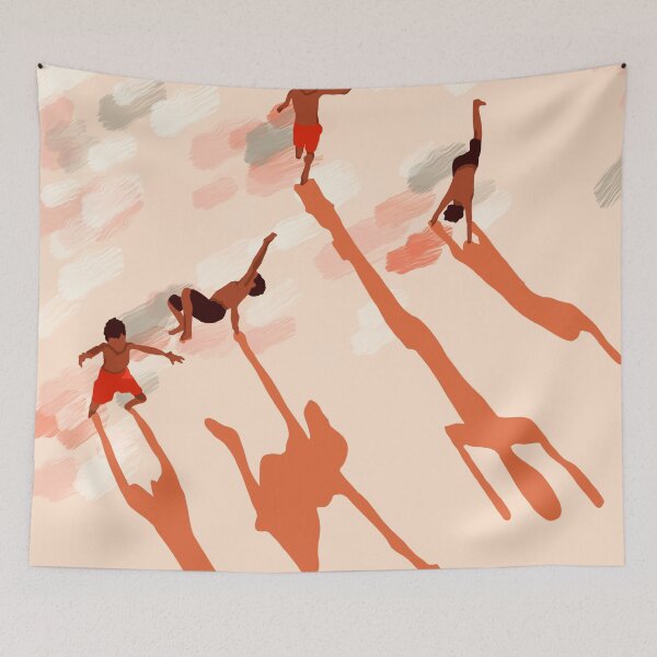 Item preview, Free Spirits, Children Wild Child Parenthood, Kids Freedom Human Rights Equality, Eclectic Beach Ocean Play Shadows Light Sand Concept Painting designed and sold by 83oranges.com.