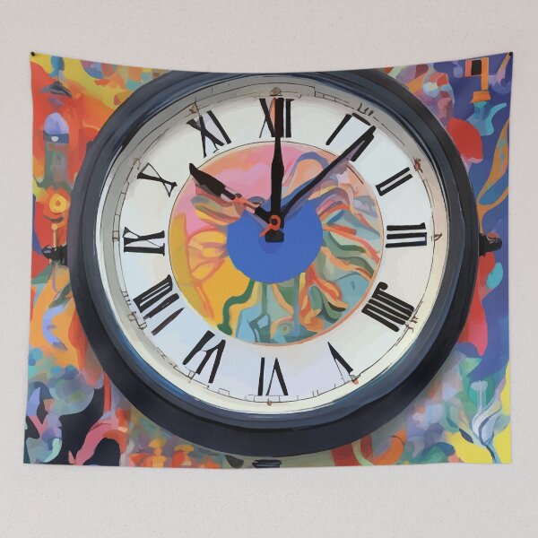 Item preview, Anxiety, Mental Wellness Awareness Time, Peace of Mind Wall Clock Tower, Eclectic Roman Bohemian Colorful Painting designed and sold by 83oranges.com.