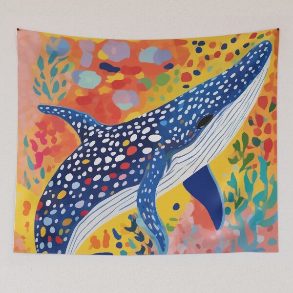 Item preview, Spotted Whale, Wildlife Ocean Life Fish Illustration, Eclectic Bohemian Painting Free Swim Sea Underwater designed and sold by 83oranges.com.