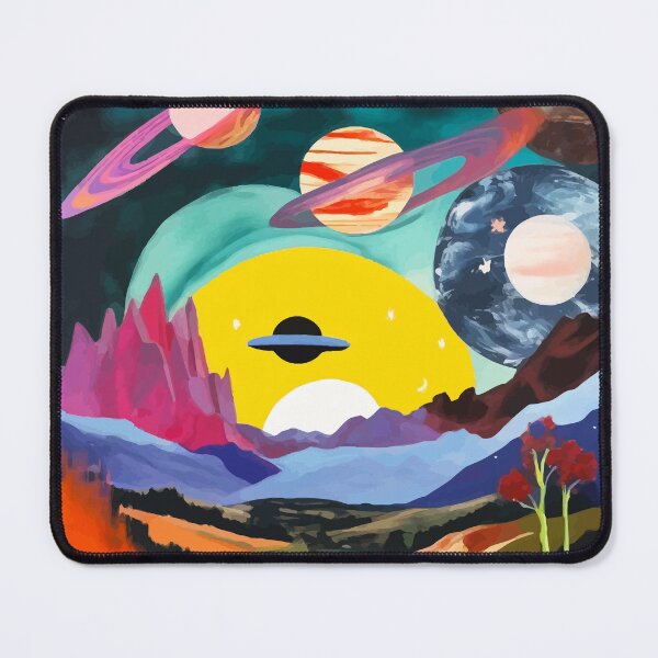 Item preview, The Inner Space Landscape, Abstract Planets Painting Eclectic, Voyage Sun Moon Stars Voyage, Mountains Mars Bohemian Fantasy designed and sold by 83oranges.com.