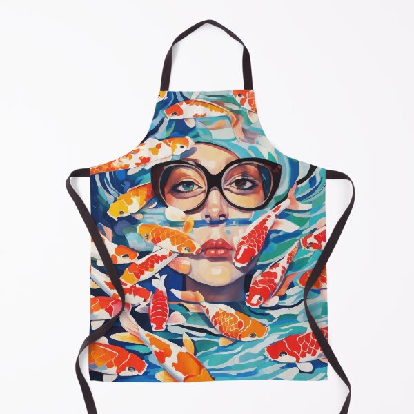Item preview, Point of View, Individuality Koi Fish Yoga Meditation, Woman Glasses Vision Concept, Fishpond Eclectic Vintage Painting designed and sold by 83oranges.com.
