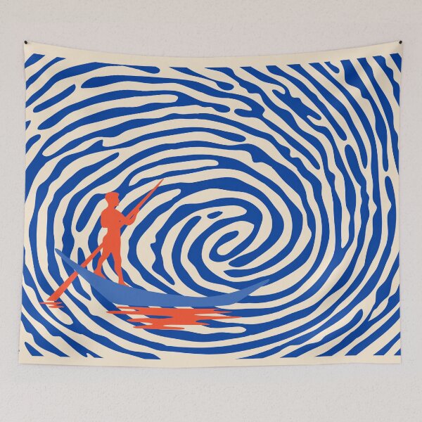 Item preview, Maelstrom, Abstract Psychedelic Ocean River Whirlpool Vortex, Line Art Drawing Eclectic Boat Sail Sea designed and sold by 83oranges.com.