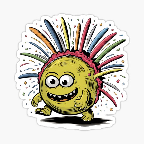 Item preview, Playful Monster with Colorful Fireworks designed and sold by NaughtyMeow.