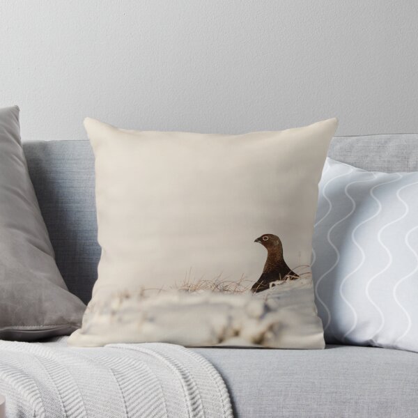 Red Grouse in the snow, Peak District, UK Throw Pillow