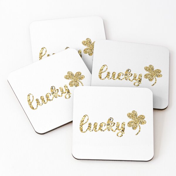 Item preview, The word Lucky and a clover leaf made of gold glitter. designed and sold by Tatty-shop.