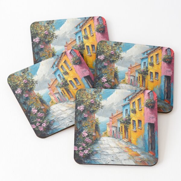 Item preview, Vibrant Coastal Village Street Scene designed and sold by Twisted Kids.