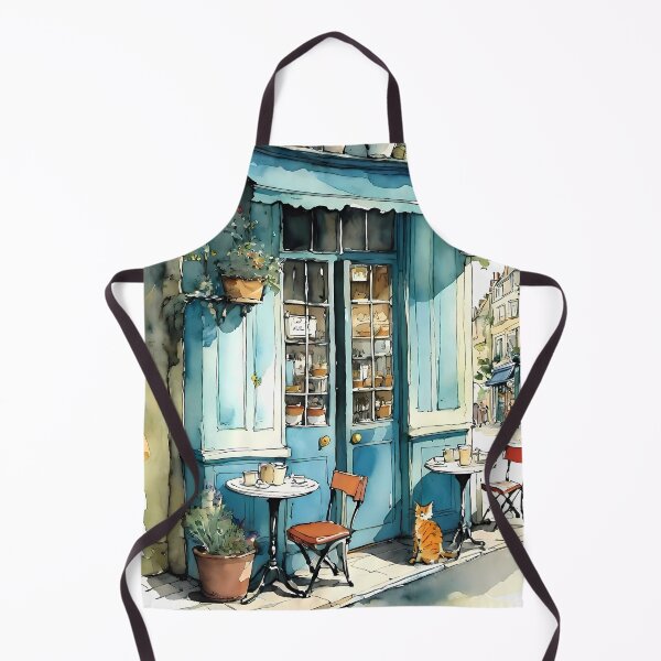 Item preview, Cat Cafe Illustration Design (watercolor) designed and sold by Domo-Design.