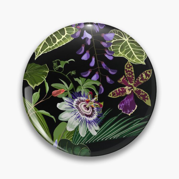 Item preview, Exotic flowers pattern. Violet tropical flowers and palm leaves in summer print.  designed and sold by MatyKotiv.