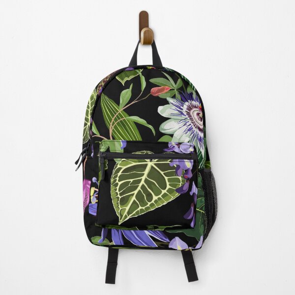Item preview, Exotic flowers pattern. Violet tropical flowers and palm leaves in summer print.  designed and sold by MatyKotiv.
