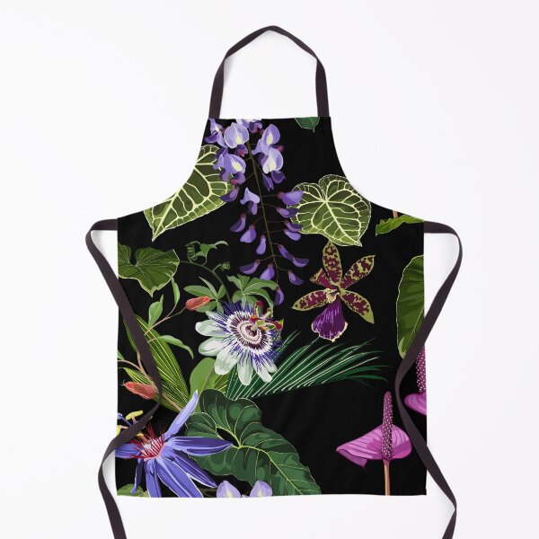 Item preview, Exotic flowers pattern. Violet tropical flowers and palm leaves in summer print. designed and sold by MatyKotiv.