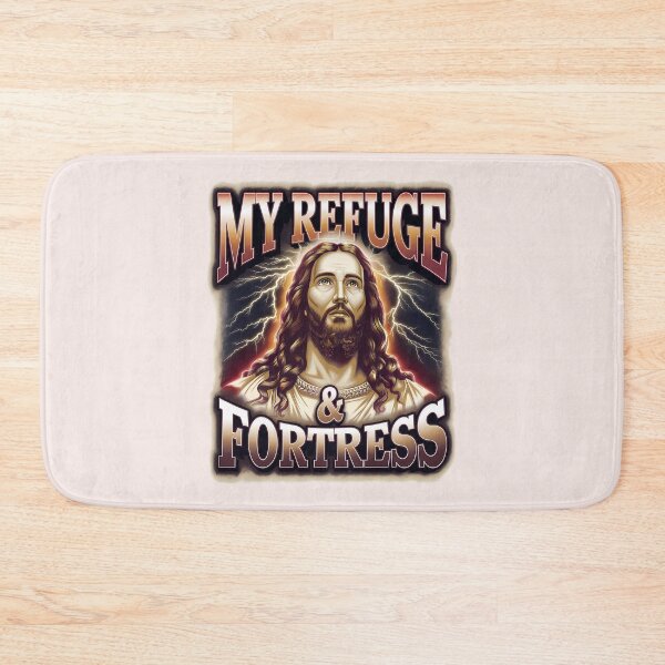 Item preview, Psalm 91:2 – My Refuge & Fortress Bootleg Jesus Street Art Bible Verse designed and sold by  KnitLuv.
