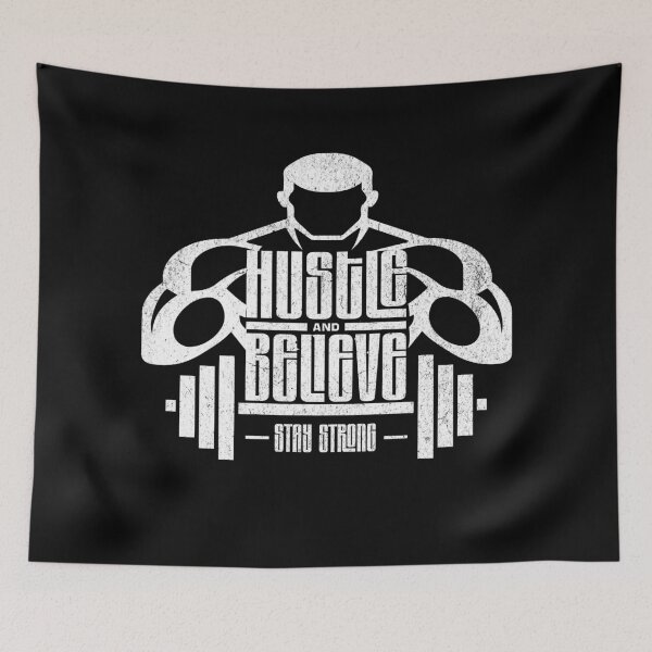 Item preview, hustle and believe gym tshirt sport designed and sold by LayersDesign.