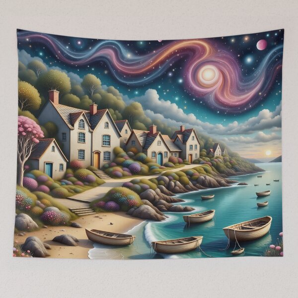 Item preview, Seaside town at night in England designed and sold by Coolparrotgirl.