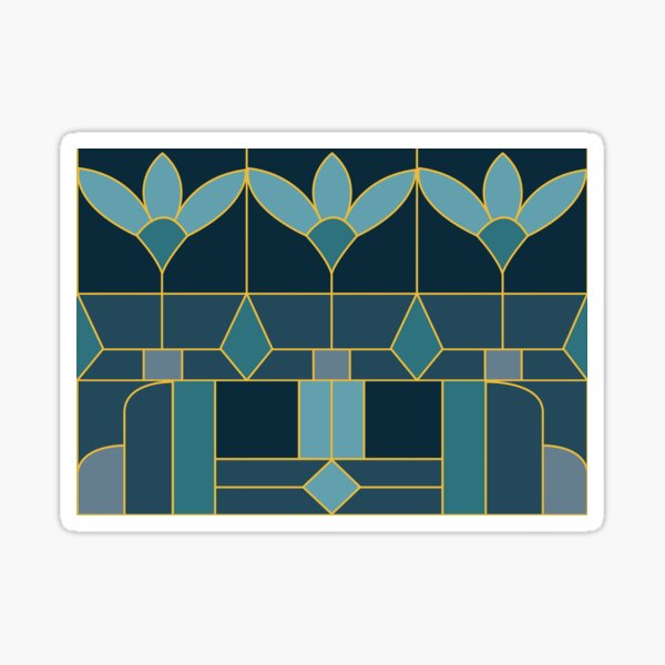 Art Deco Tiles - Aqua Sticker