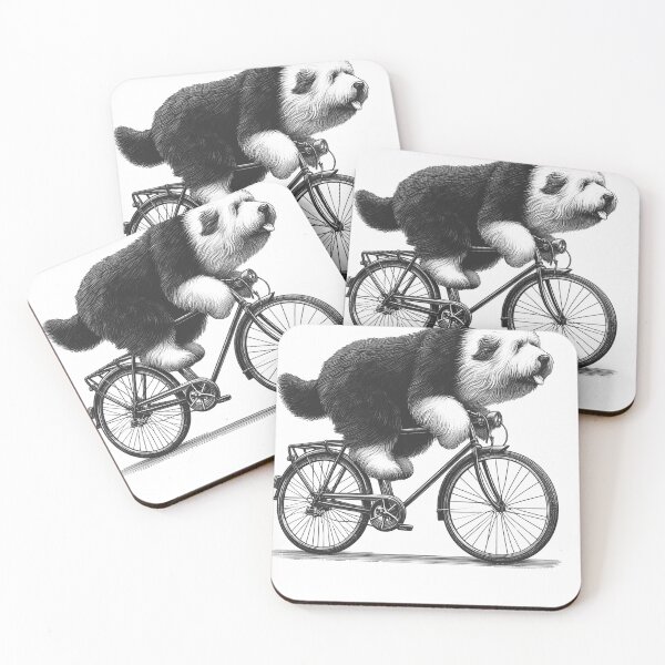 Item preview, Old English Sheepdog Riding Bike designed and sold by Kimberley King Art  King Art.