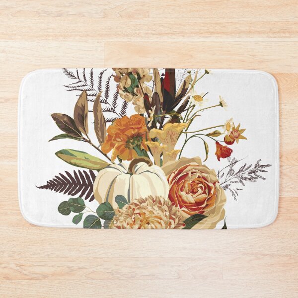 Item preview, Autumn flowers dahlia, lilies roses, herbs, pumpkin, mushrooms and berries composition. designed and sold by MatyKotiv.