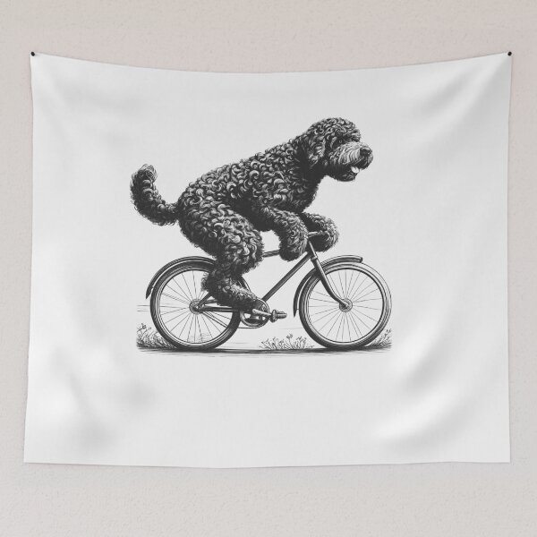 Item preview, Portuguese Water Dog Riding Bike designed and sold by Kimberley King Art  King Art.