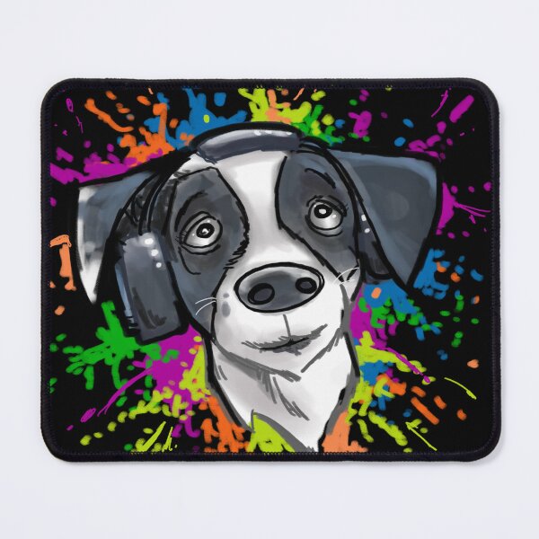 Aperçu de l'œuvre Travail personnalisé_Chien coloré avec écouteurs créée et vendue par CreateForDogs.